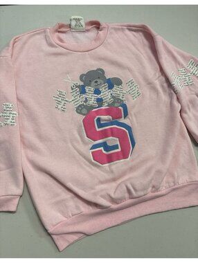 Vintage Spumoni by Rose Cage Kids Sweatshirt Girls Sz Small 7 Pink Teddy Bear